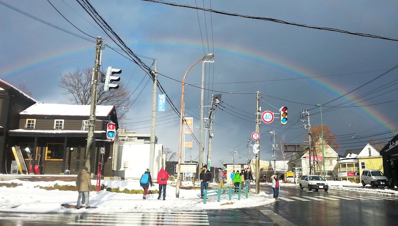 Post snow-shower rainbow in Hirafu