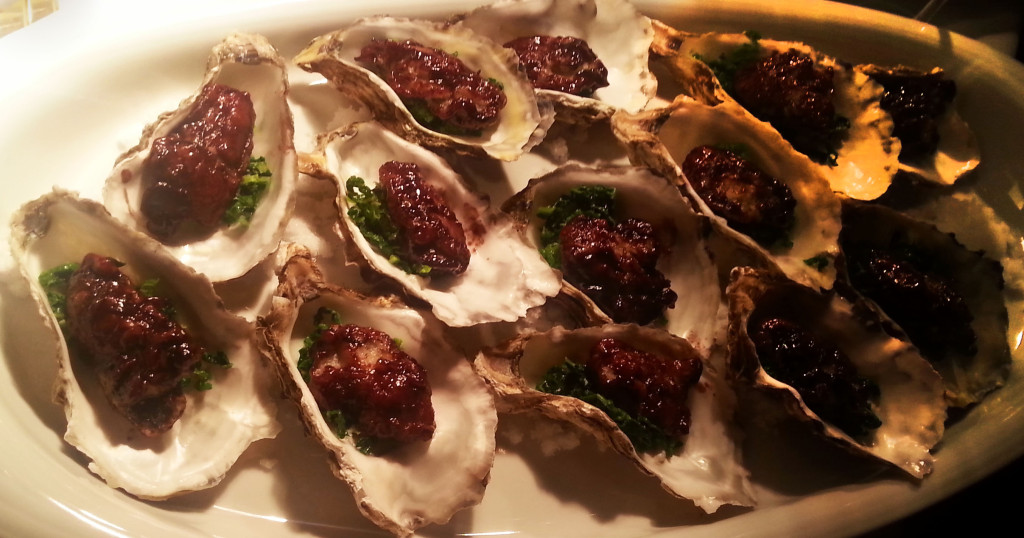 Deep-fried maruemon oysters served with black vinegar sauce. You had to be quick to get a picture, let alone an oyster!
