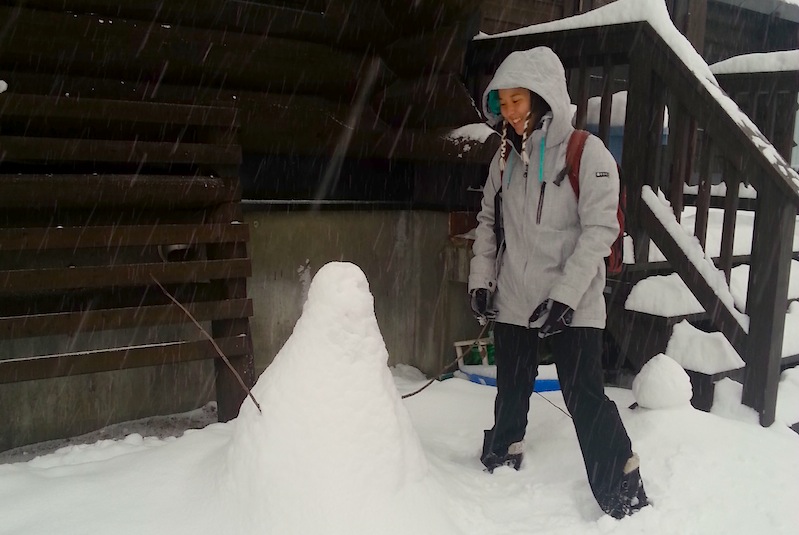 Snow-smothered snowman in Hirafu Niseko