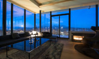 Muse Niseko Living Area with Night View | Middle Hirafu