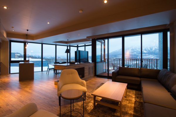 Aspect Niseko Lounge Area with Mountain View | Middle Hirafu Village