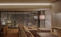 Aya Niseko Two Bedroom Living Area at Night | Upper Hirafu