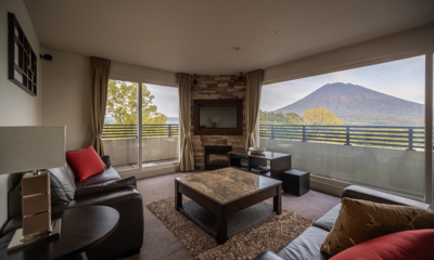 The Freshwater Two Bedroom Apartment Penthouse Panorama Living Area with Mountain View | Middle Hirafu