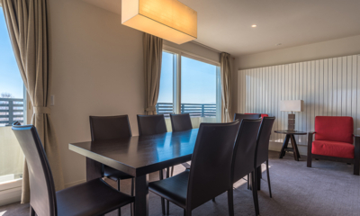 The Freshwater Two Bedroom Apartment Penthouse Panorama Dining Area with View | Middle Hirafu