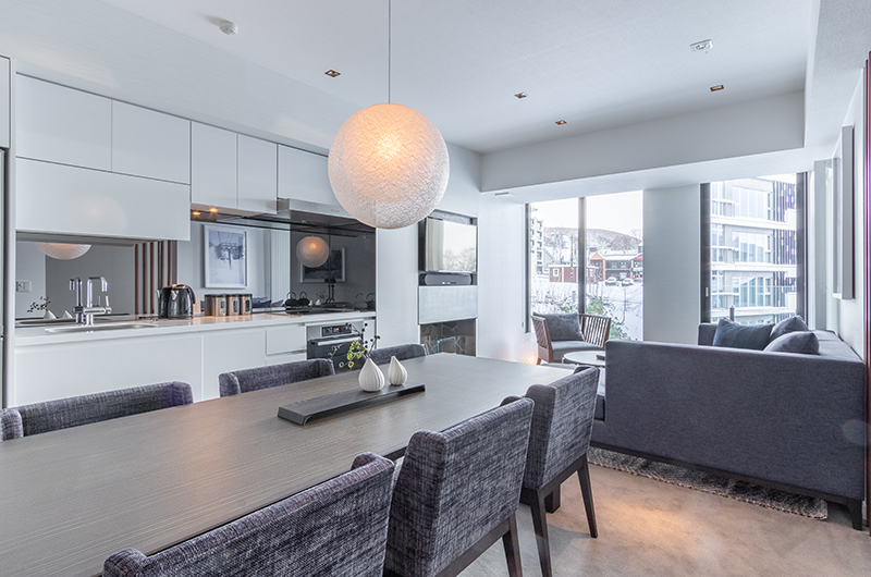 The Vale Niseko Two Bedroom Apartment Kitchen and Dining Area | Upper Hirafu