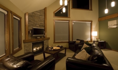 Niseko Creekside A Living Room with Fireplace | East Hirafu