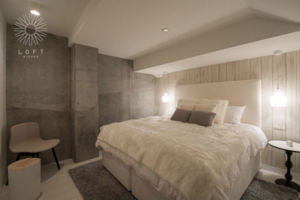 Loft Niseko Bedroom at Night | Middle Hirafu