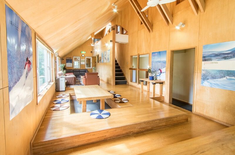 Potato Lodge Niseko Living and Dining Area with Wooden Floor | Lower Hirafu