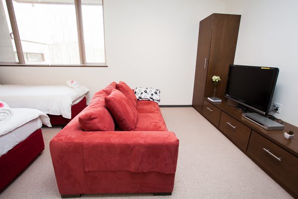Toshokan Townhouses Twin Bedroom with Sofa and TV | Middle Hirafu