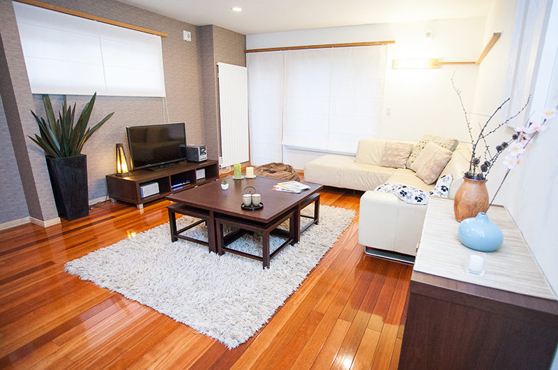 Yuki Yama Apartments Living Area with TV | Middle Hirafu