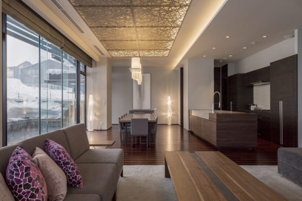 Aya Niseko Residence B 102 Kitchen and Dining Area with Wooden Floor | Upper Hirafu