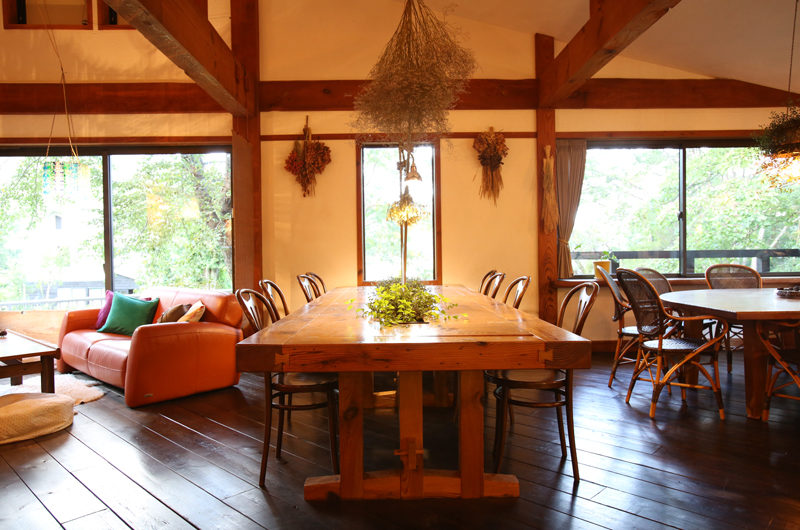 Momiji Hakuba Living Dining Area with Wooden Floor | Hakuba Village