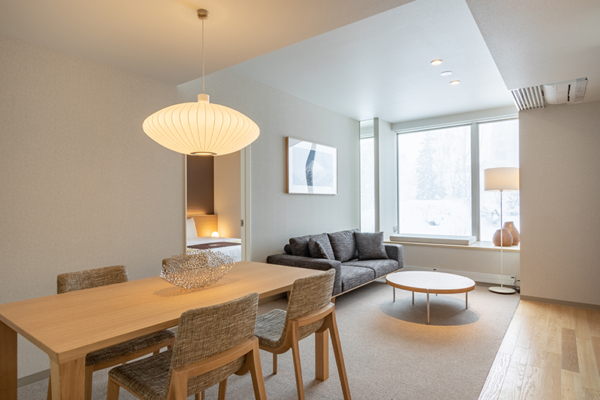 The Maples Niseko 02 Two Bedroom Mountain Living and Dining Area | Upper Hirafu