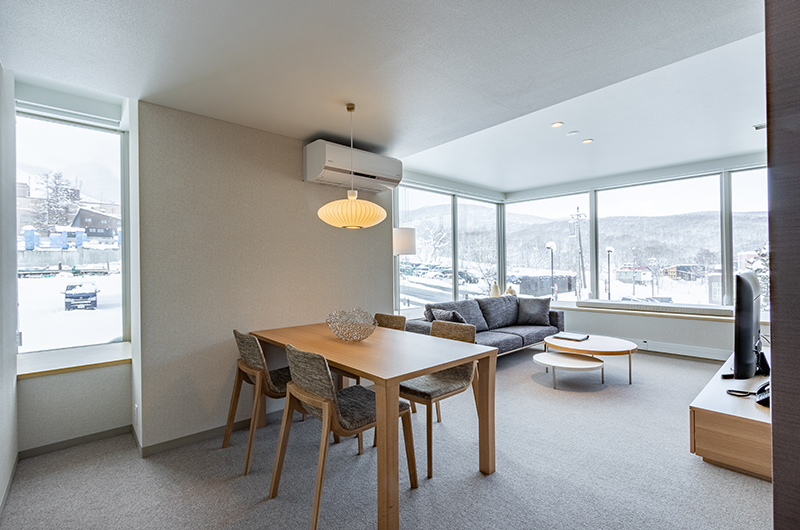 The Maples Niseko 08 Two Bedroom Village View Living and Dining Area | Upper Hirafu