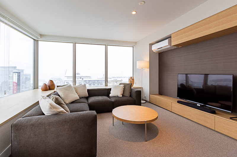 The Maples Niseko Two Bedroom Resort Living Room with TV | Upper Hirafu