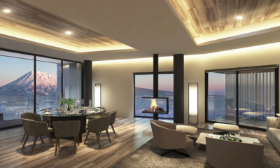 Tellus Niseko Living and Dining Area with Mountain View | Upper Hirafu