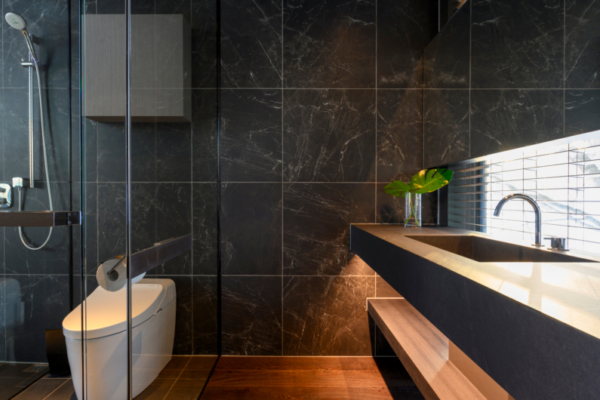 Odile Bathroom with Wooden Floor | West Hirafu