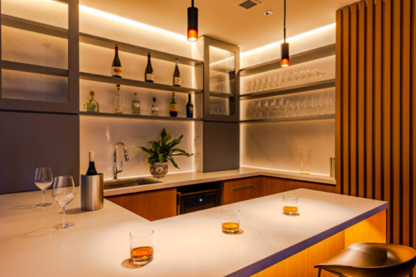 Roka five bedroom penthouse corner bar with wine glass array | Happo Village, Hakuba